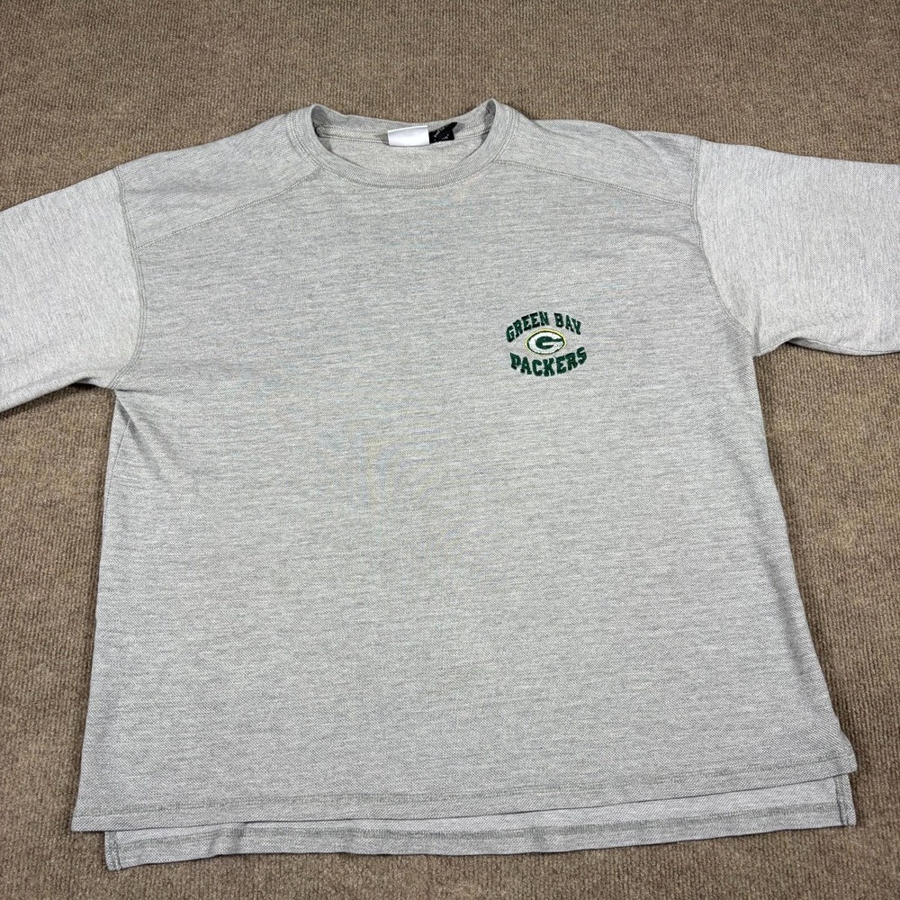 Green Bay Packers T-Shirt Mens Large Gray Textured The Edge NFL Football Sports